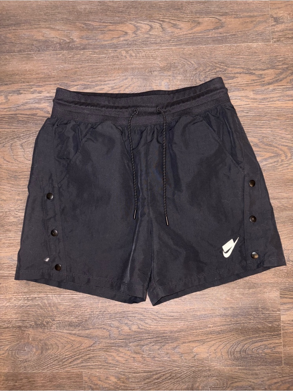 Nike Black Athletic Snap-Button Shorts with Drawstring